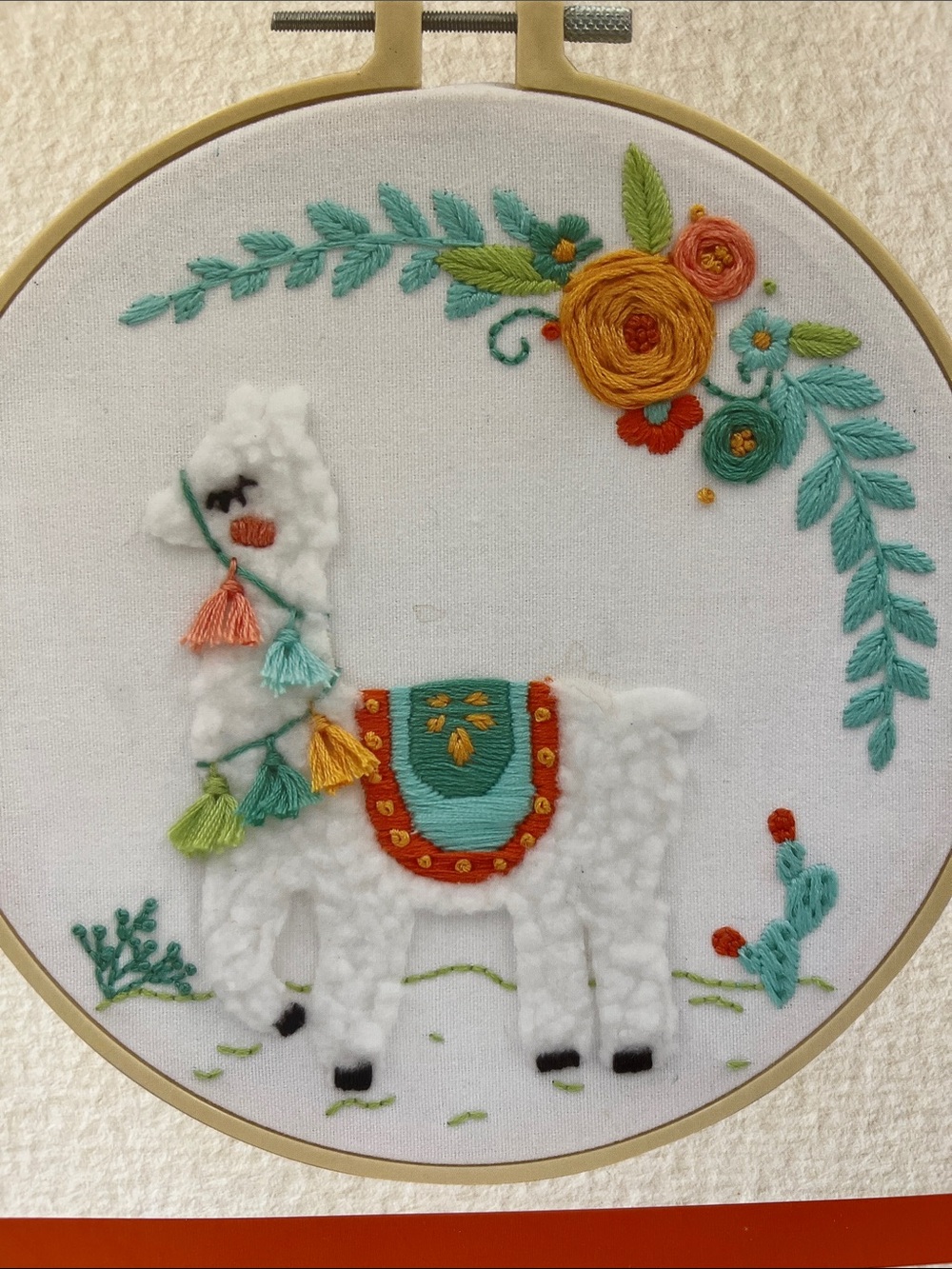Llama Embroidery Hoop Kit 8” x 8” DIY Floral Alpaca Craft Kit NIP - Picture 3 of 6